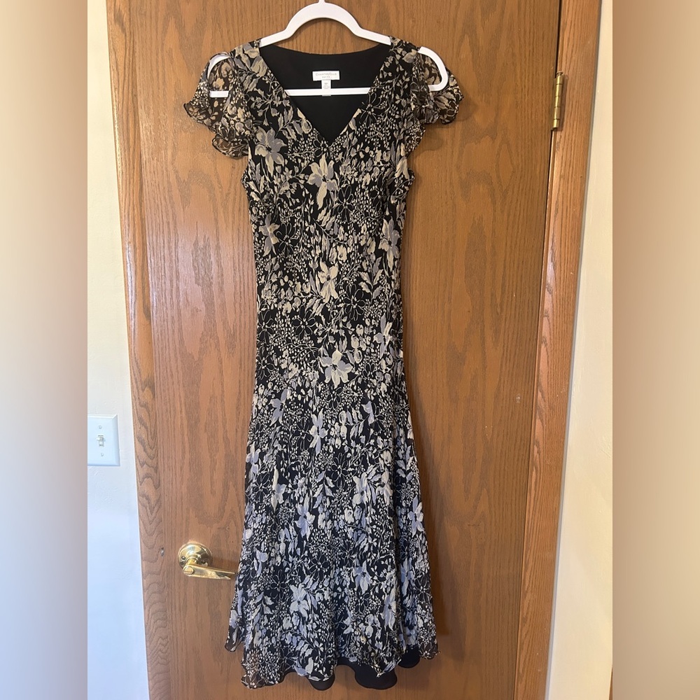 Charter Club Black and Cream Floral Dress